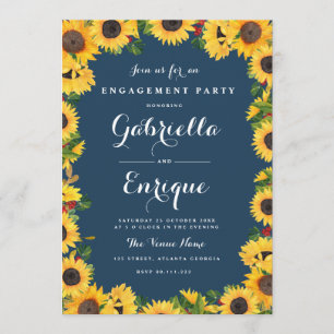 Invitation tournesol aquarelle florale fête de fiançailles