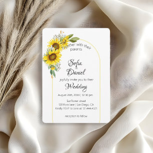 Invitation Tournesol arche élégante de marguerite blanche