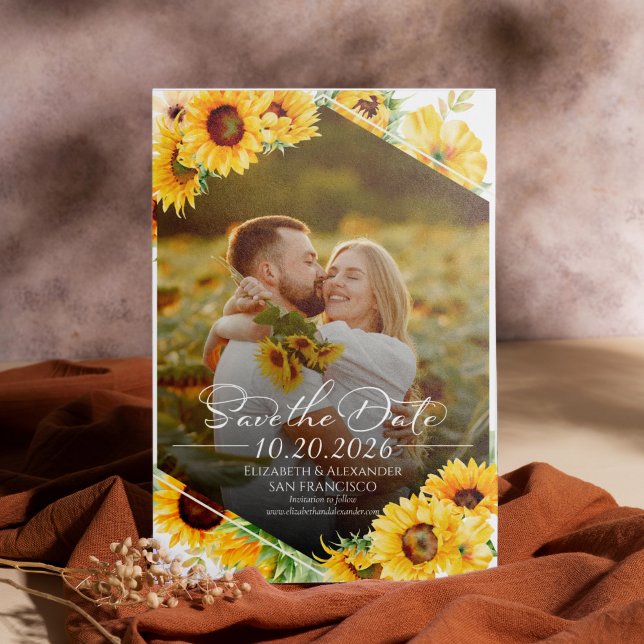Invitation Tournesol Automne Photo Mariage Enregistrer la dat (Créateur téléchargé)
