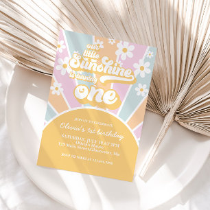 Invitation Tournesol bohème floral pastel pour un premier ann
