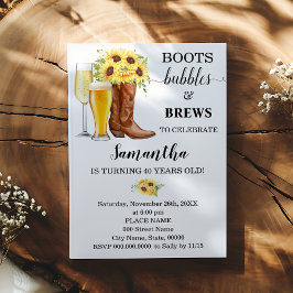 Invitation Tournesol Bottes bulles et brasse Adulte Anniversa