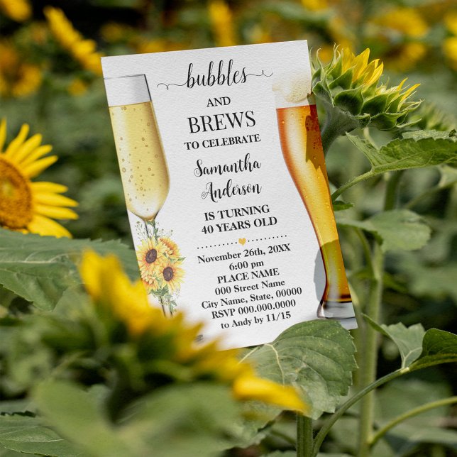 Invitation Tournesol Bubbles et brasse avant que je ne fasse  (Créateur téléchargé)