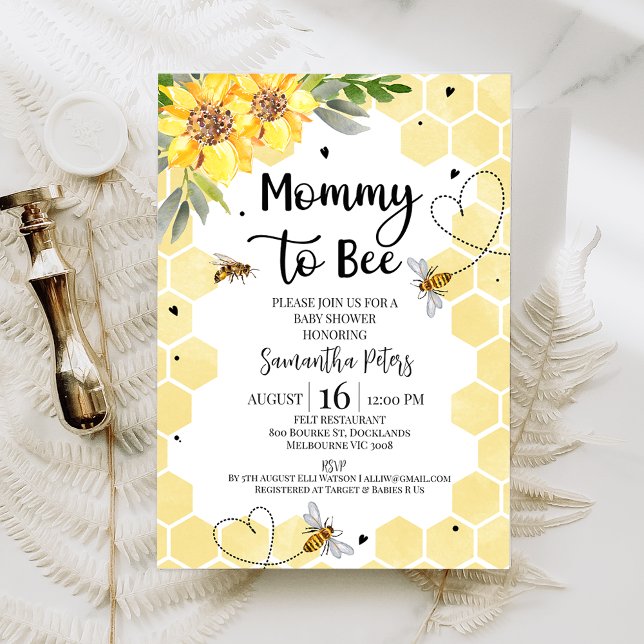 Invitation Tournesol Coeur maman à être Baby shower (Sweet gender neutral mommy to bee themed baby shower invitation featuring some sunflowers.  )