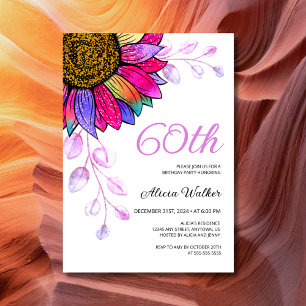 Invitation Tournesol coloré Feuille pourpre Floral Anniversai