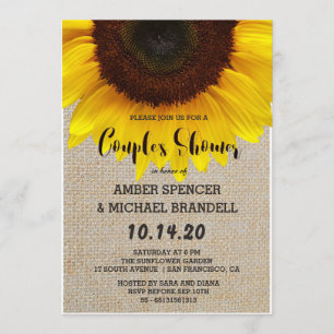Invitation Tournesol dans la douche d'un couple rustique Burl