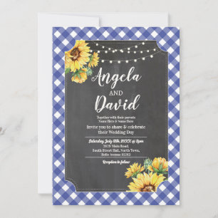 Invitation Tournesol de la marine mariage En vichy feux flora