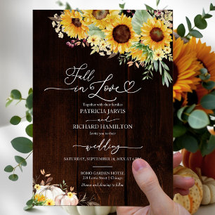 Invitation Tournesol de mariage citrouille coup de foudre