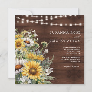 Invitation Tournesol de pays en gras Mariage