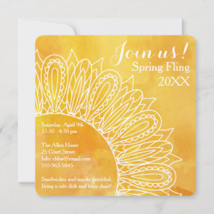 Invitation Tournesol délicieux aquarelle jaune et orange