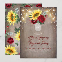 Tournesol et Bourgogne Rose Mason Jar Mariage de a