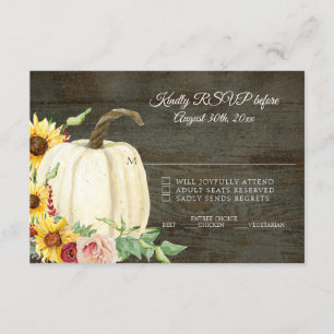 Invitation Tournesol et citrouille RSVP Rouge Bourgogne Bois 