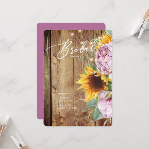 Invitation Tournesol et Fuchsia Rustic Roundé Fête des mariée
