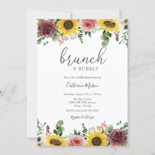 Invitation Tournesol et Rose Brunch et Fête des mariées Bubbl