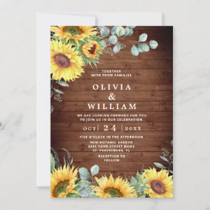 Invitation Tournesol Eucalyptus Aquarelle Mariage rustique