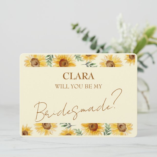 Invitation Tournesol Eucalyptus Floral Mariage botanique (Debout devant)