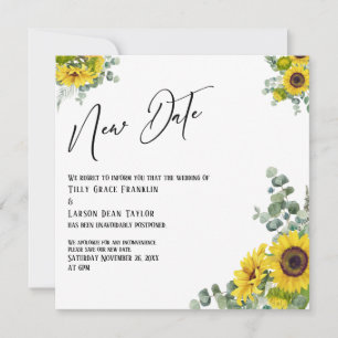Invitation Tournesol Eucalyptus Nouvelle Date Mariage Faire-p