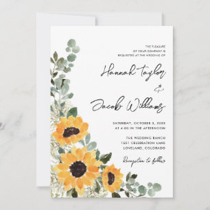 Invitation Tournesol Eucalyptus Russe Mariage