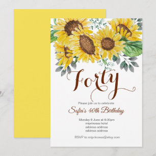 Invitation tournesol, fête d'anniversaire florale