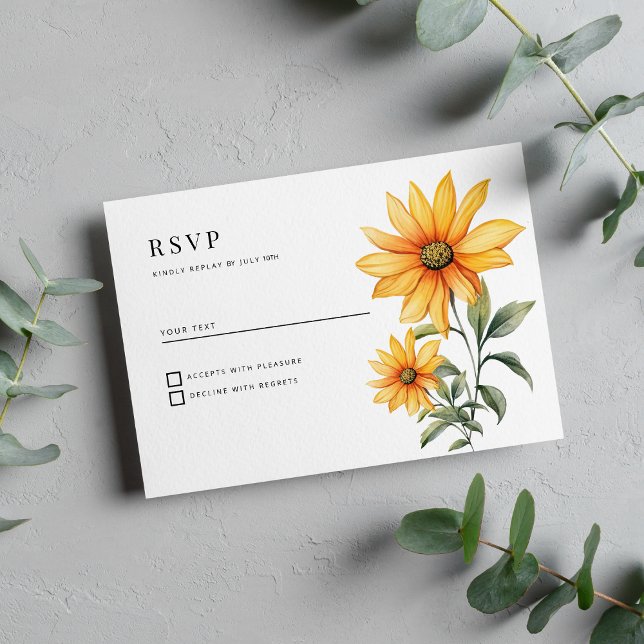 Invitation Tournesol floral botanique été RSVP (Sunflower floral botanical summer RSVP )