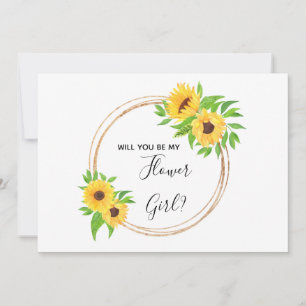 Invitation Tournesol Floral Jaune Veux-Tu Être Ma Demoiselle 