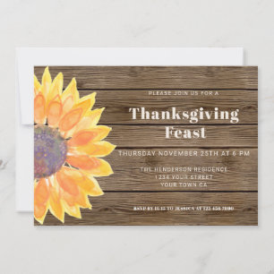 Invitation Tournesol Grange Bois Thanksgiving Dîner 