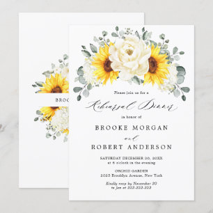 Invitation Tournesol ivoire Peony Dîner de répétition Invitat
