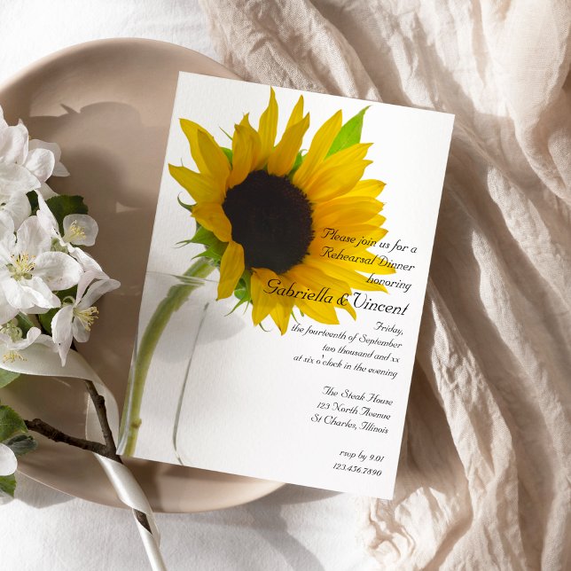 Invitation Tournesol Jaune au dîner de répétition Mariage bla (Créateur téléchargé)