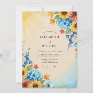 Invitation Tournesol jaune Eucalyptus d'automne Mariage