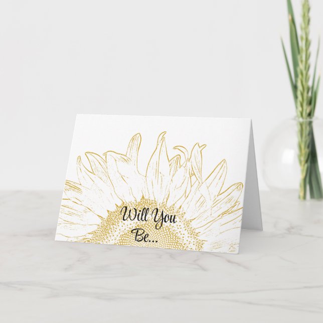 Invitation Tournesol Jaune Graphique Serez-Vous Ma Femme D'Ac (Devant)