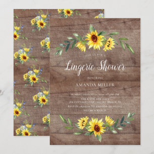 Invitation Tournesol Jaune Rustique Douche Lingerie