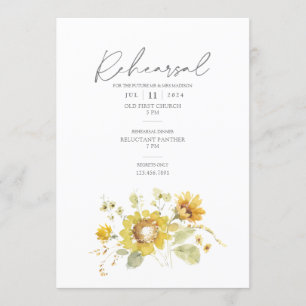 Invitation Tournesol Jaune Rustique Mariage