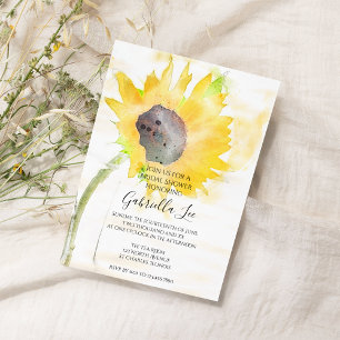 Invitation Tournesol jaune sur Fête des mariées d'aquarelle b