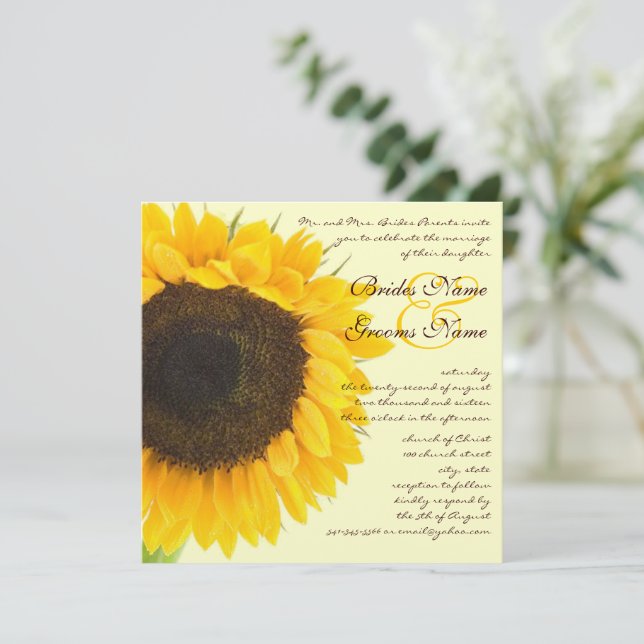 Invitation Tournesol Mariage rustique (Debout devant)