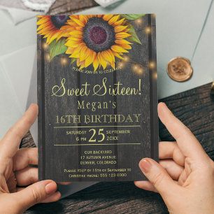 Invitation Tournesol or pays grange bois sweet sixteen
