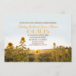 Invitation Tournesol pays rustique dîner de répétition invita