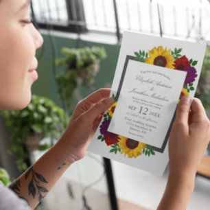 Invitation Tournesol Rose Automne Floral Mariage