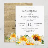 Tournesol & Rose Blanche Mariage Floral - Burlap 2