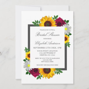 Invitation Tournesol Rose Daisy Automne Floral Baby Shower