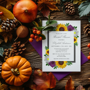 Invitation Tournesol Rose Daisy Floral Automnal Enterrement d