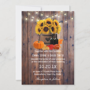 Invitation Tournesol rustique Baril d'automne Mariage