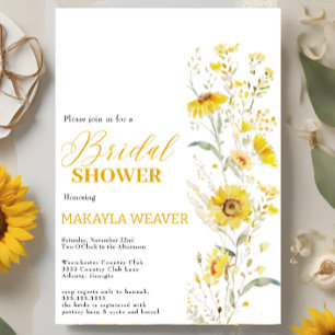 Invitation Tournesol Rustique Boho Floral Country Fête des ma