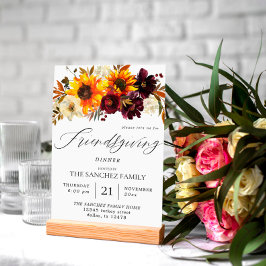 Invitation Tournesol Rustique & Bourgogne Floral Friendsgivin