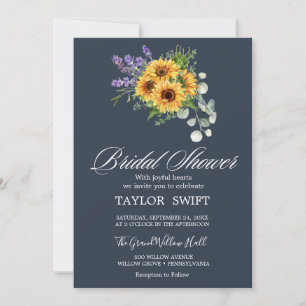 Invitation Tournesol rustique et eucalyptus Baby shower nav