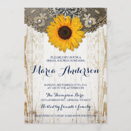 Invitation Tournesol rustique et Fête des mariées de dentelle