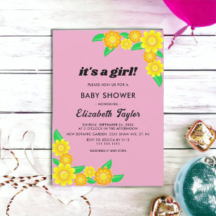 Invitation Tournesol rustique été Floral Baby shower fille