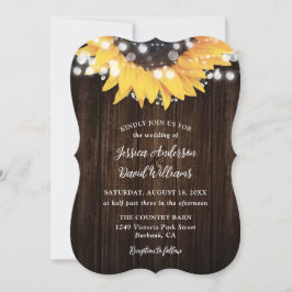 Invitation Tournesol Rustique Grange Mariage en bois