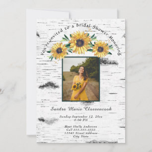 Invitation Tournesol rustique gris Aspen Mariage de bois