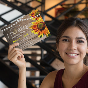 Invitation Tournesol Rustique 'I Do BBQ' Fête de Fiançaille