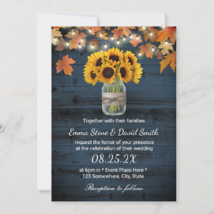 Invitation Tournesol rustique Jar Marine Barne Mariage de aut