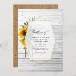 Invitation Tournesol rustique Mariage de la grange